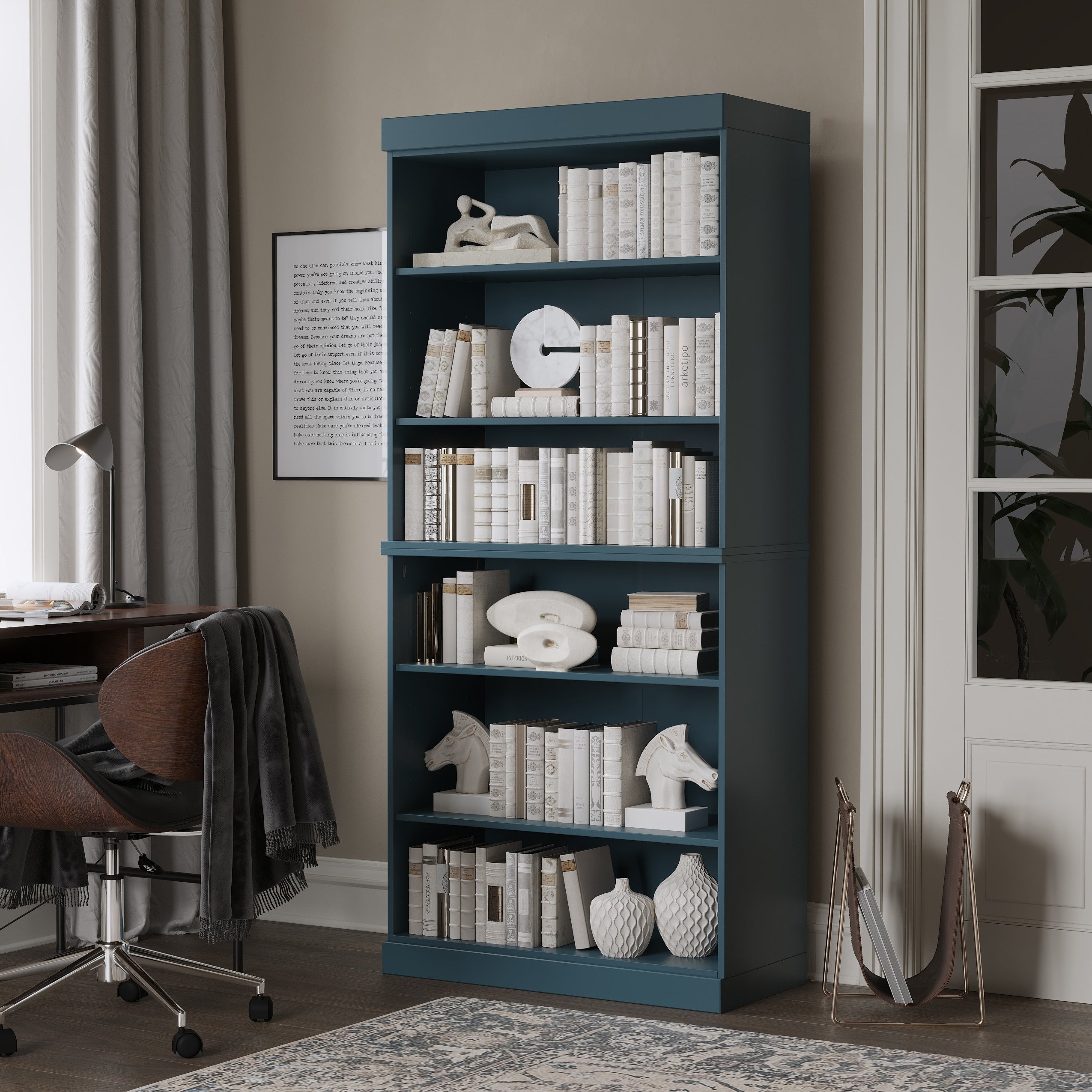 100% Solid Wood 6-Shelf Bookcase with Optional Doors by Palace Imports