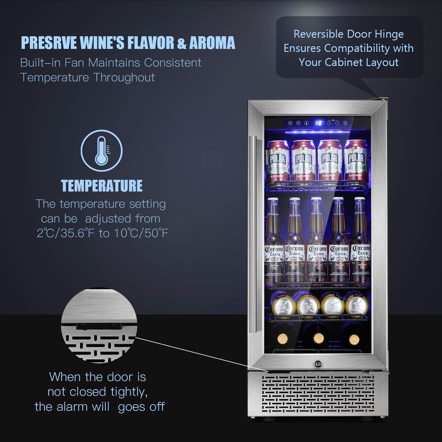15 Inch Beverage Refrigerator - 22.76D x 14.96W x 34.25H