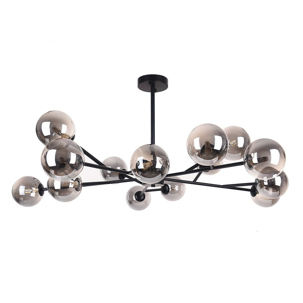 15-Light Modern Linear Sputnik Kitchen Island Light Branch Cluster Glass Globe Bubble Chandelier