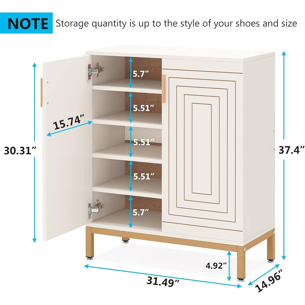 20 Pairs Modern Shoe Storage Cabinet with Doors, 6-Tier Freestanding Entryway Shoe Organizer Rack