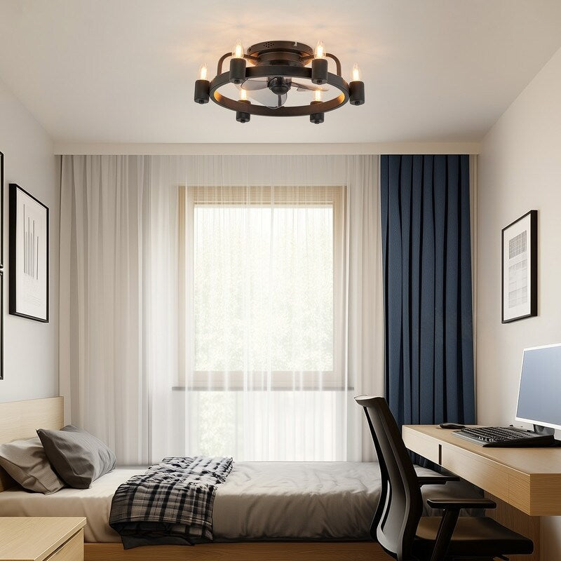 20 in. Modern Farmhouse Ceiling Fan LED Low Profile Flush Mount Ceiling Fan Light with Remote for Living Room