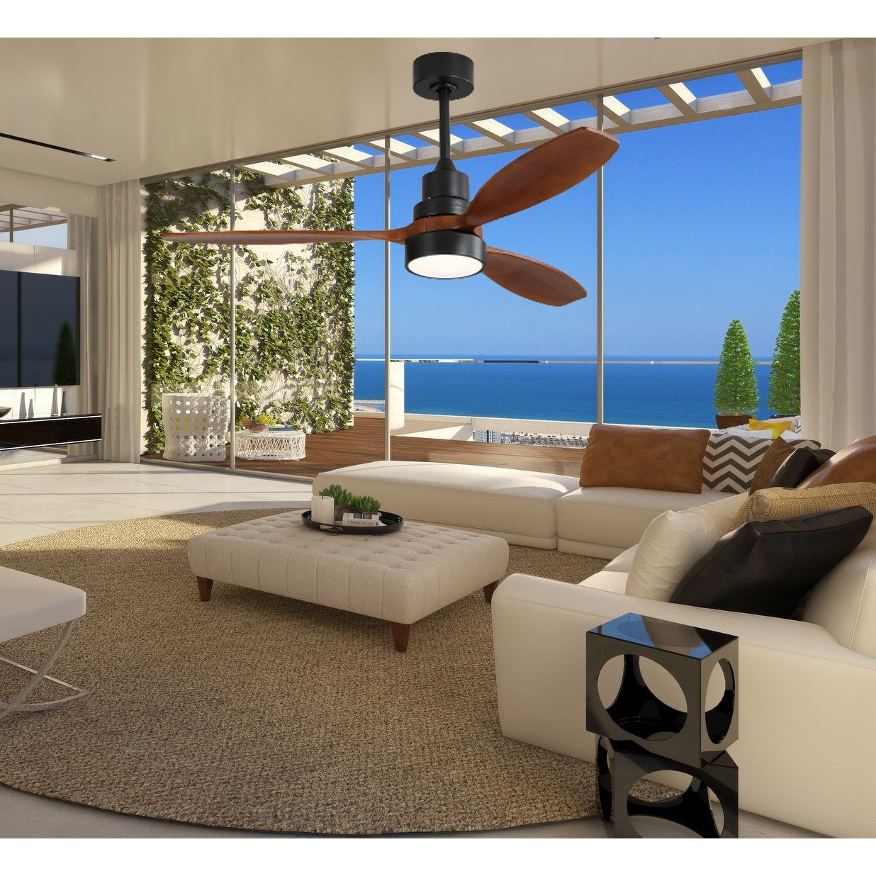 48 and 52 Integrated LED Ceiling Fan with Light and Remote, Reversible DC Motor