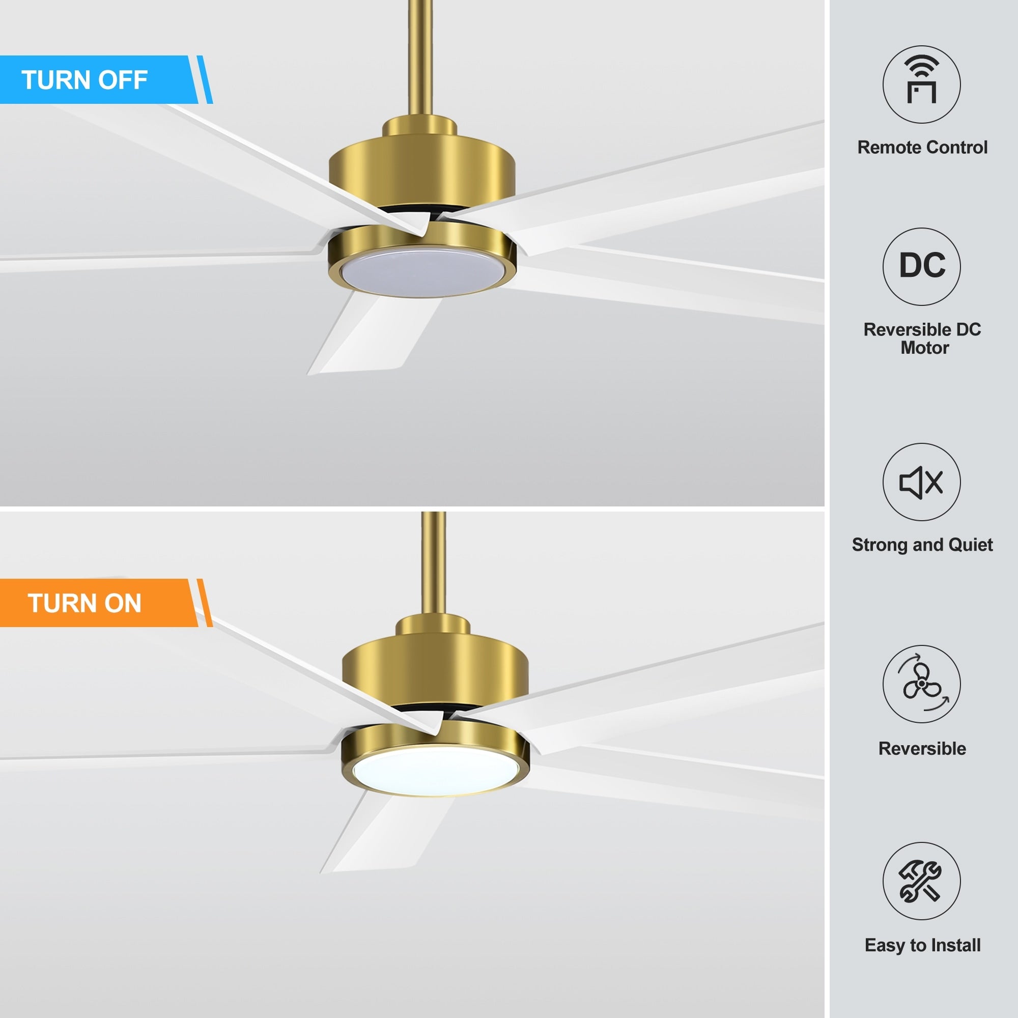 Breezary 65/52/42 5-Blade LED Ceiling Fan with Light Kit and Remote