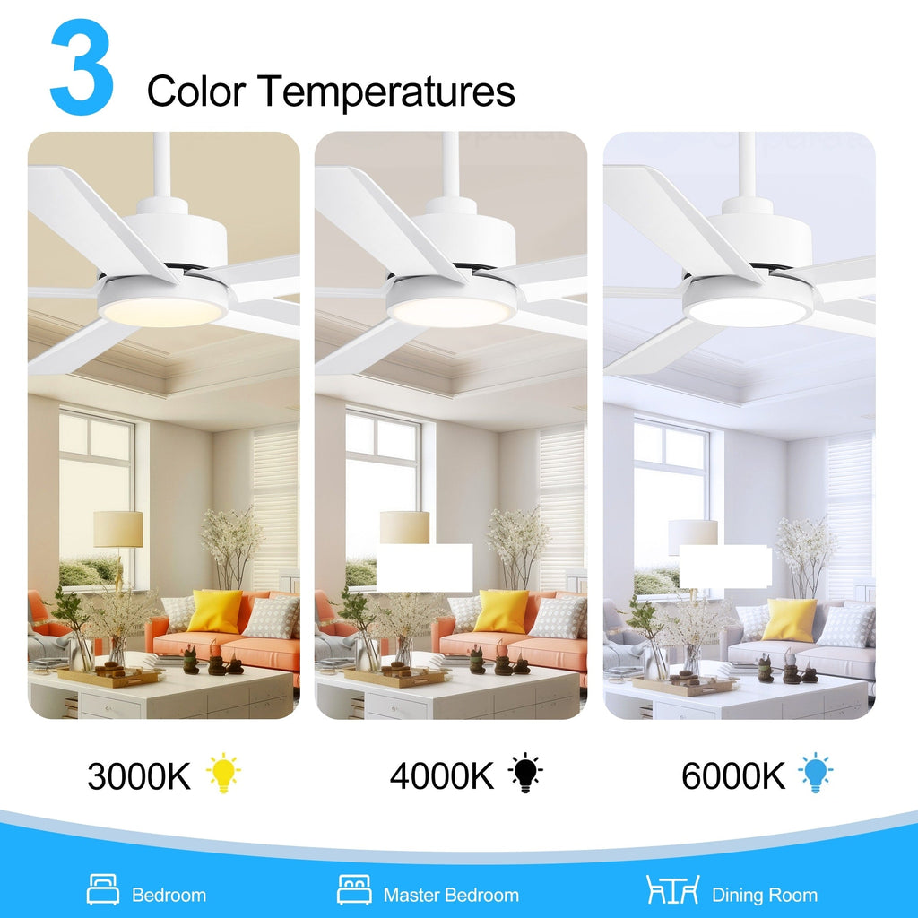 Breezary 65/52/42 5-Blade LED Ceiling Fan with Light Kit and Remote