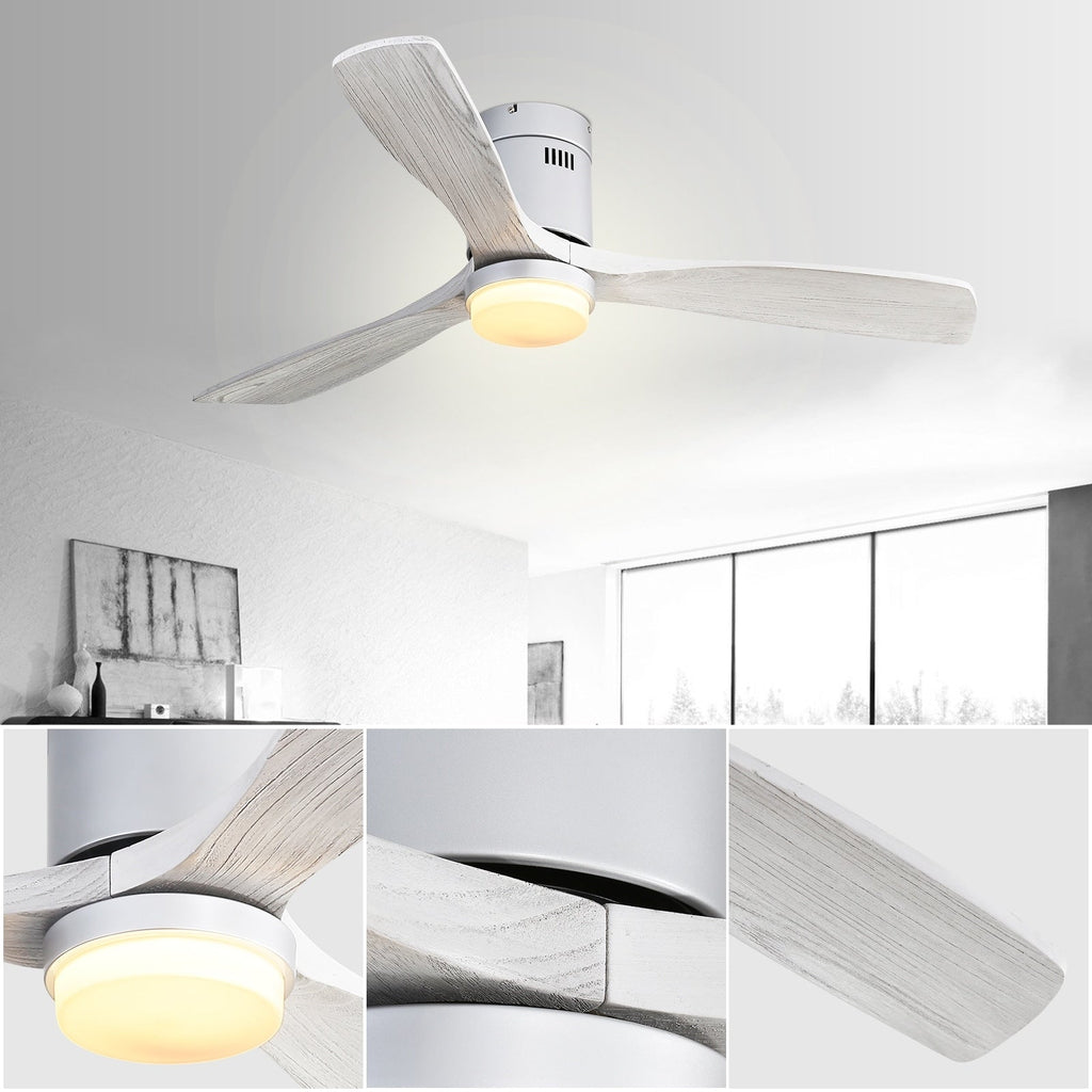 Sofucor 52 Inch Flush Mount Ceiling Fan with Remote, Reversible Motor,Integrated Light Optional