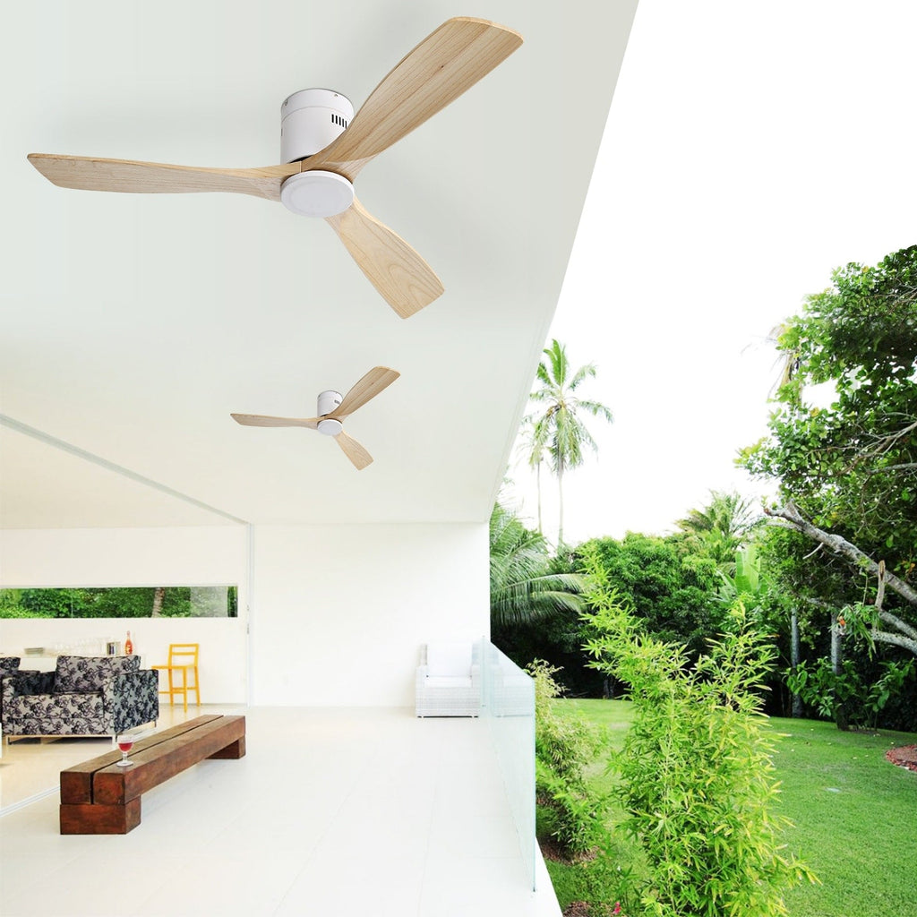 Sofucor 52 Inch Flush Mount Ceiling Fan with Remote, Reversible Motor,Integrated Light Optional