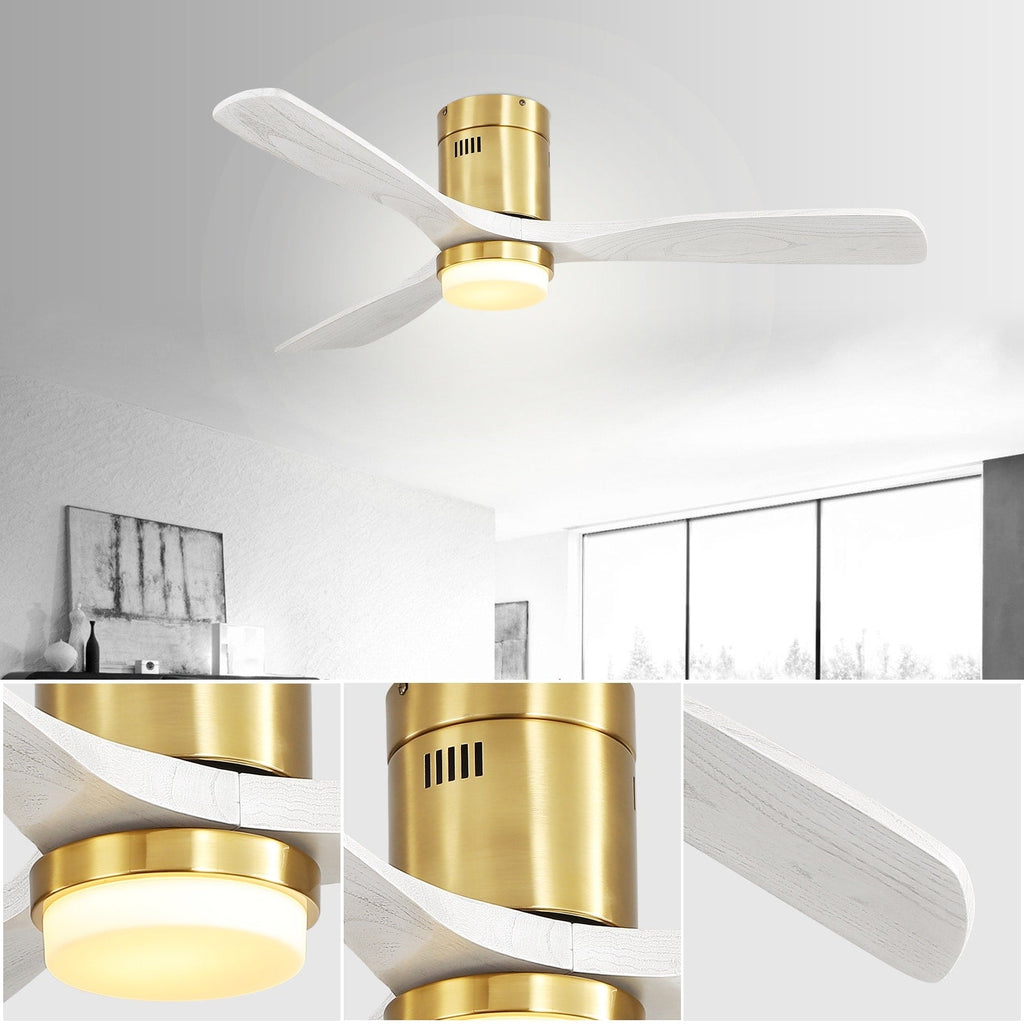 Sofucor 52 Inch Flush Mount Ceiling Fan with Remote, Reversible Motor,Integrated Light Optional