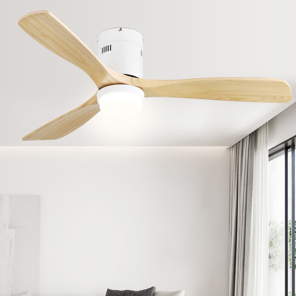 Sofucor 52 Inch Flush Mount Ceiling Fan with Remote, Reversible Motor,Integrated Light Optional