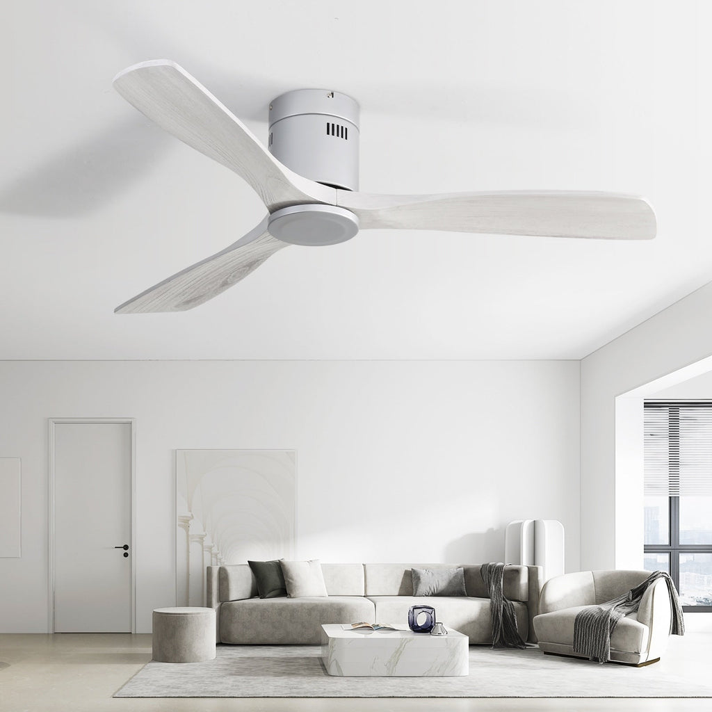 Sofucor 52 Inch Flush Mount Ceiling Fan with Remote, Reversible Motor,Integrated Light Optional