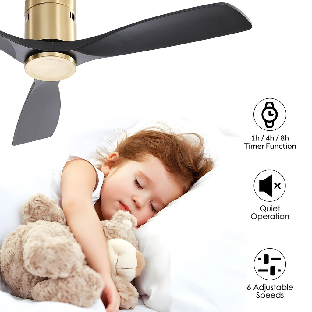 Sofucor 52 Inch Flush Mount Ceiling Fan with Remote, Reversible Motor,Integrated Light Optional