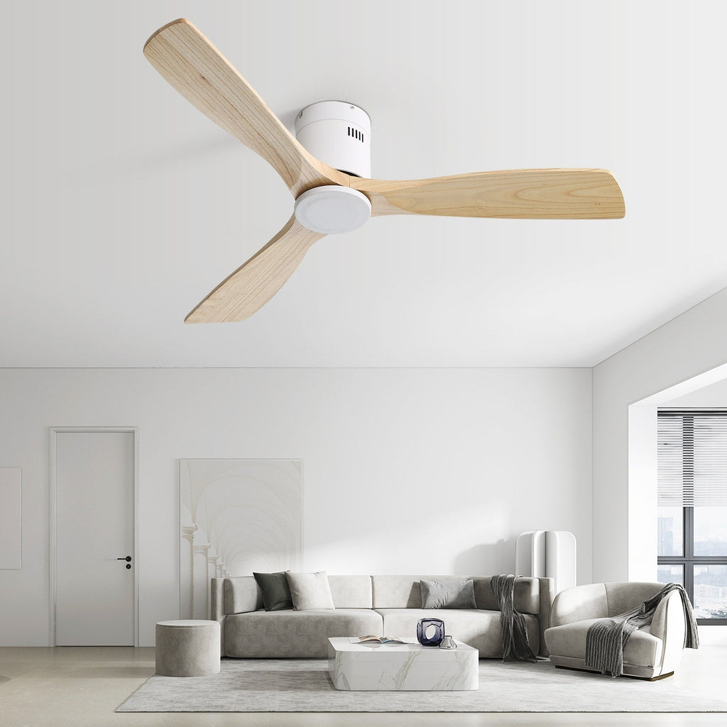 Sofucor 52 Inch Flush Mount Ceiling Fan with Remote, Reversible Motor,Integrated Light Optional