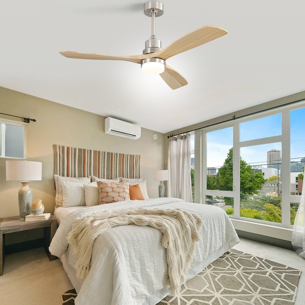 Sofucor 52 Indoor Wood Ceiling Fan Light with Remote, Integrated Light Optional