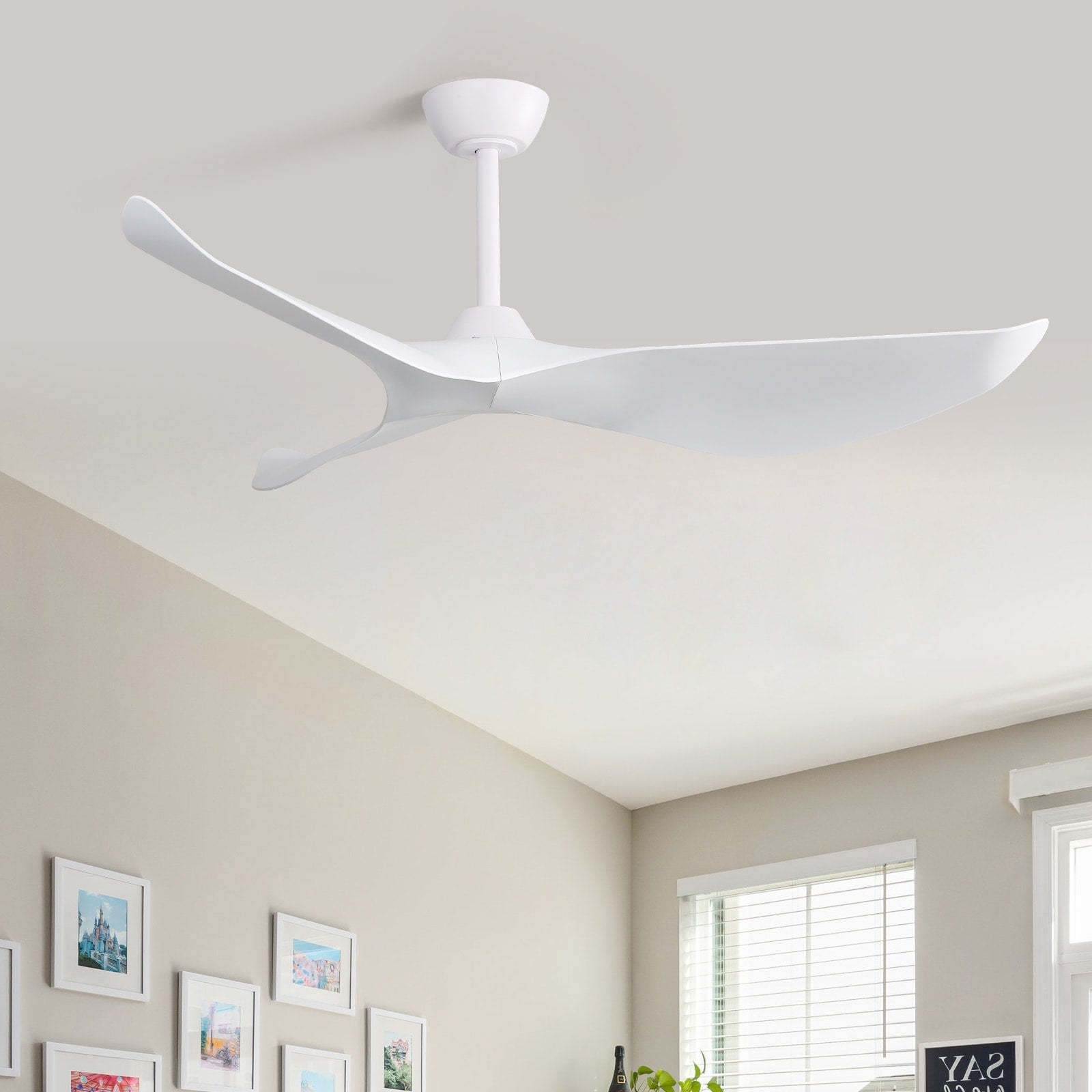 52 inch Modern Solid Wood / ABS Ceiling Fan With Remote Control(No Light),6 WInd Speed,Reversible Airflow