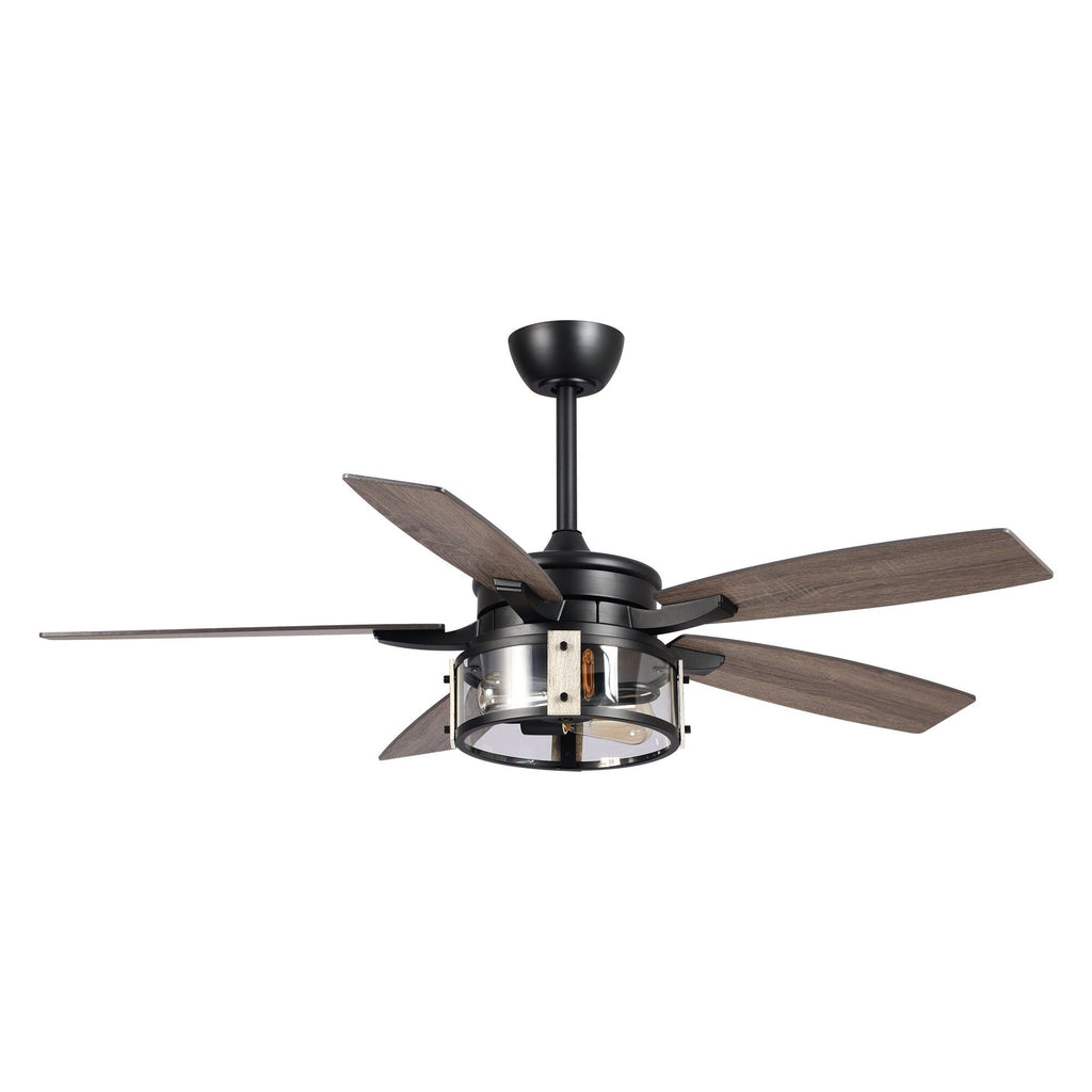 52 Rustic Black Wood 5-Blade Indoor Ceiling Fan with Remote