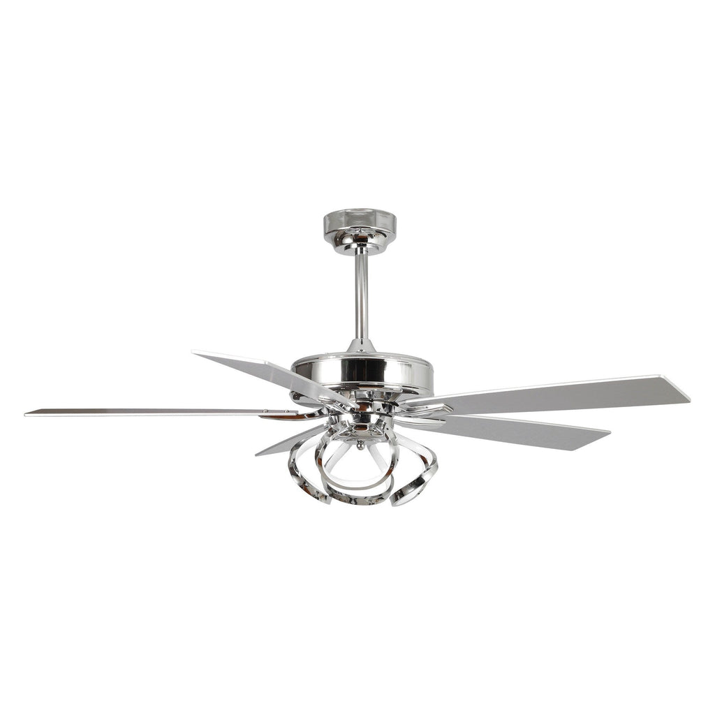 52 Modern Chrome/ Black Indoor Dimmable LED Ceiling Fan with Light and Remote