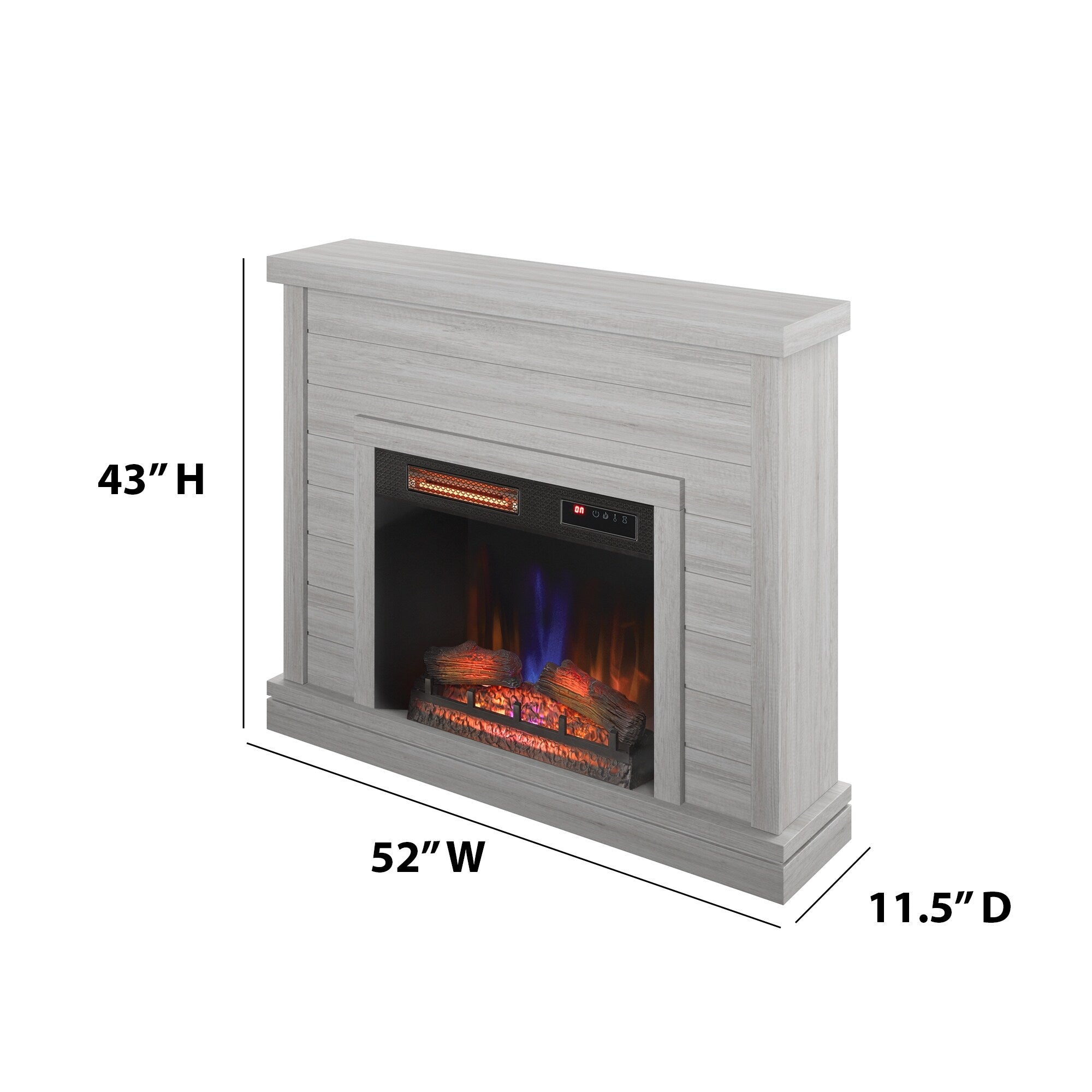 52 Shiplap Wall Mantel with 3D Fireplace Insert