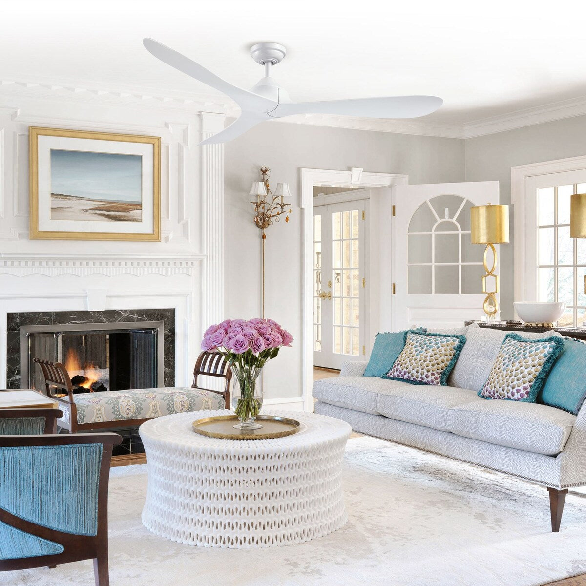 56 Modern Black 3-Blade Propeller DC Ceiling Fan with Remote