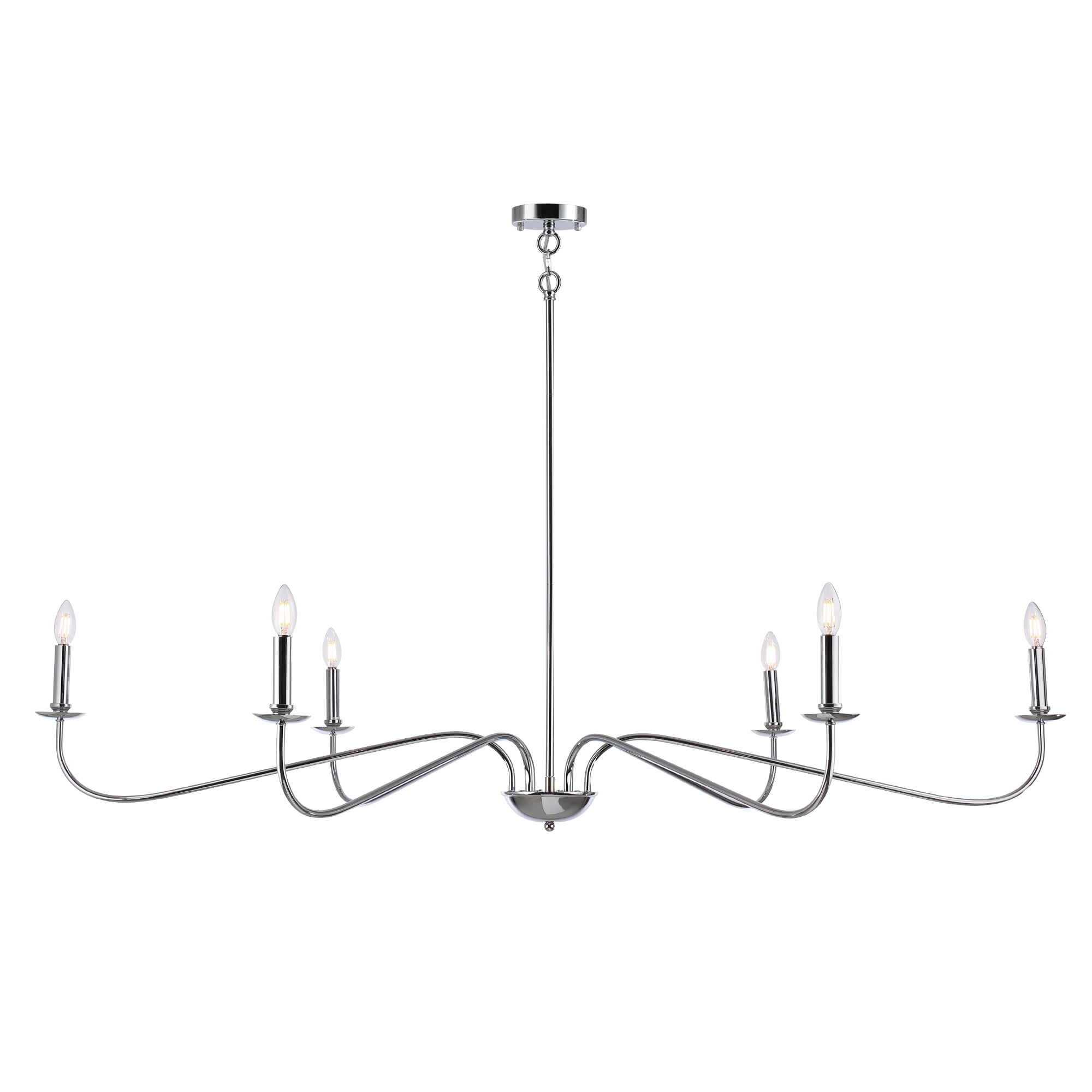 6 Light 64 Inches Minimalist Chandelier in Matte Black / Gold /Chrome - N/A