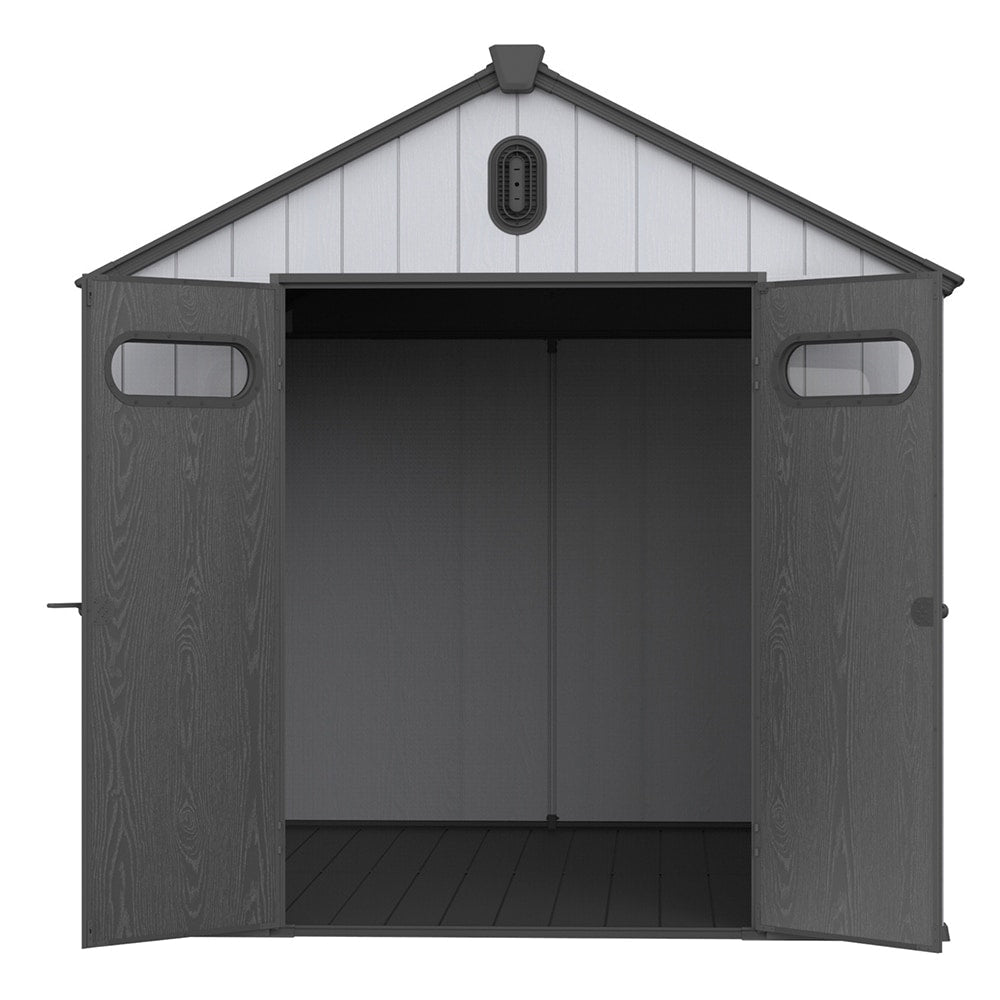 6 ft x 4 ft/6 ft x 8 ft/8 ft x 6 ft/8 ft x 10 ft All-Weather Resin Outdoor Plastic Storage Shed w/Floor, Spire Tool Shed