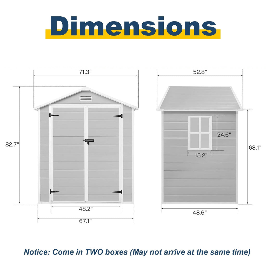 6 ft x 4 ft/6 ft x 8 ft/8 ft x 6 ft/8 ft x 10 ft All-Weather Resin Outdoor Plastic Storage Shed w/Floor, Spire Tool Shed