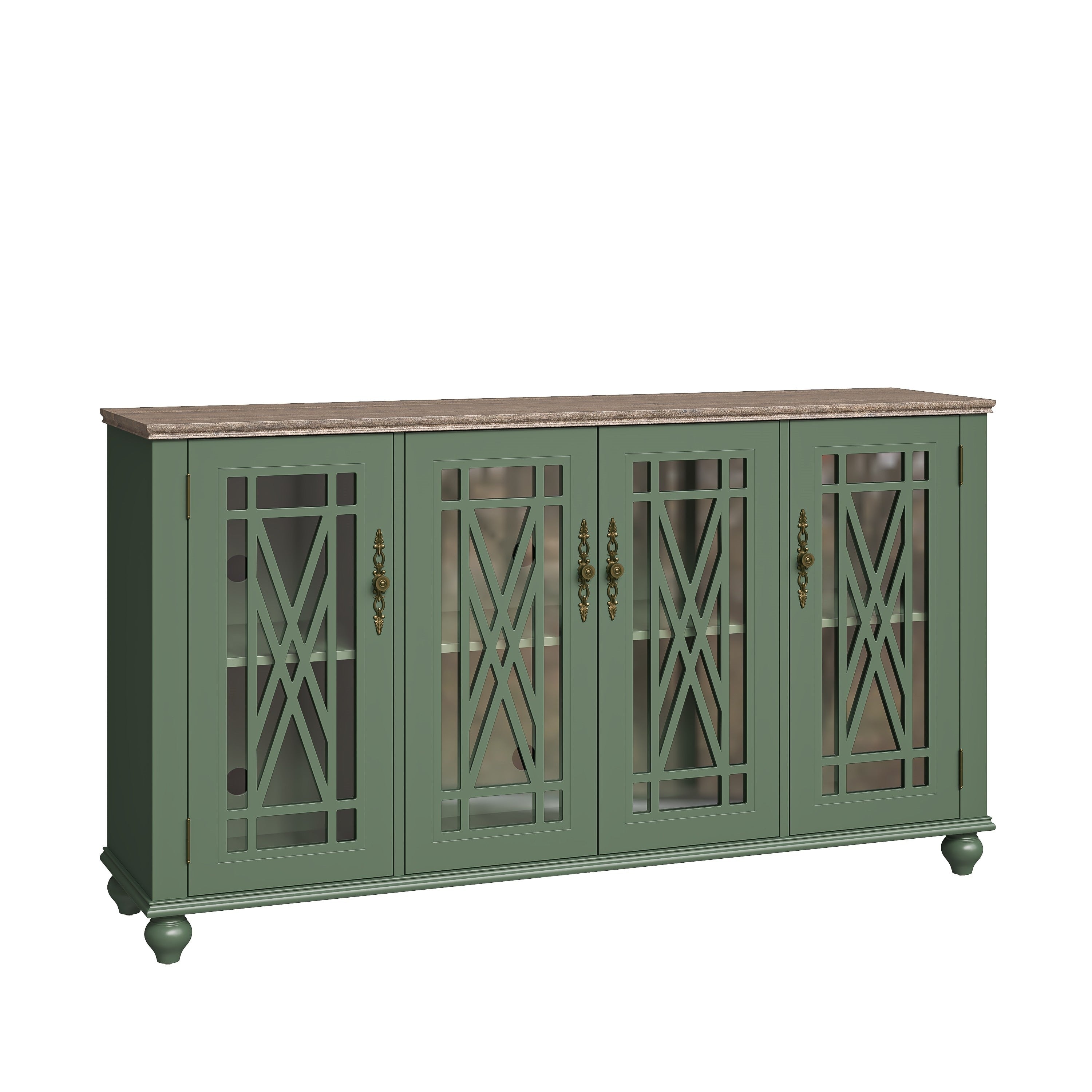 63 Vintage Style Wood Kitchen Accent Buffet Sideboard Cabinet - 63 in Width