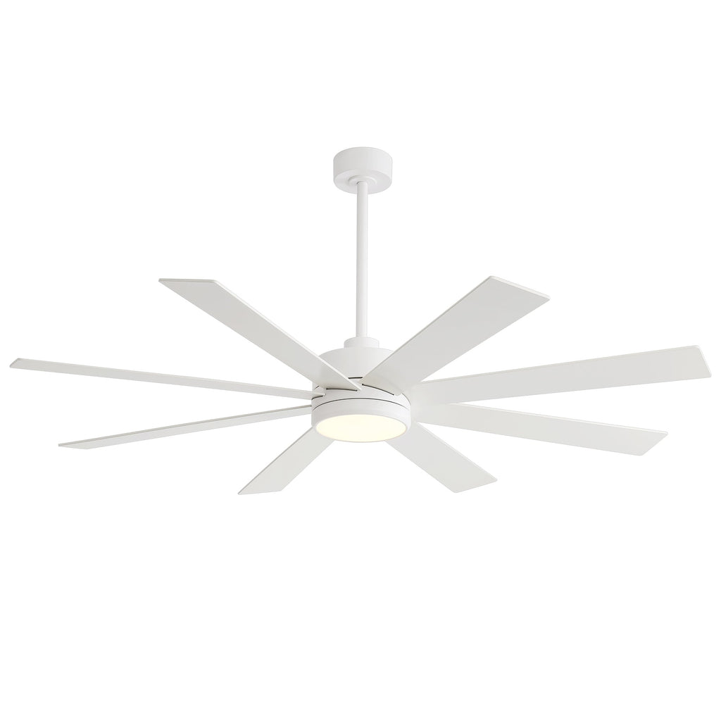 65 Inch 8-Blade Black LED Ceiling Fan with Light and Remote