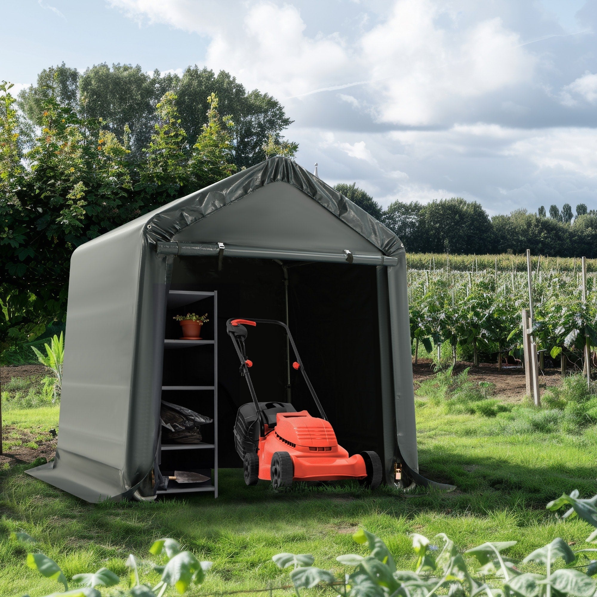Outdoor Storage Shed and Carport Canopy: Portable Shelter for Bikes, Motorcycles, and Garden Storage