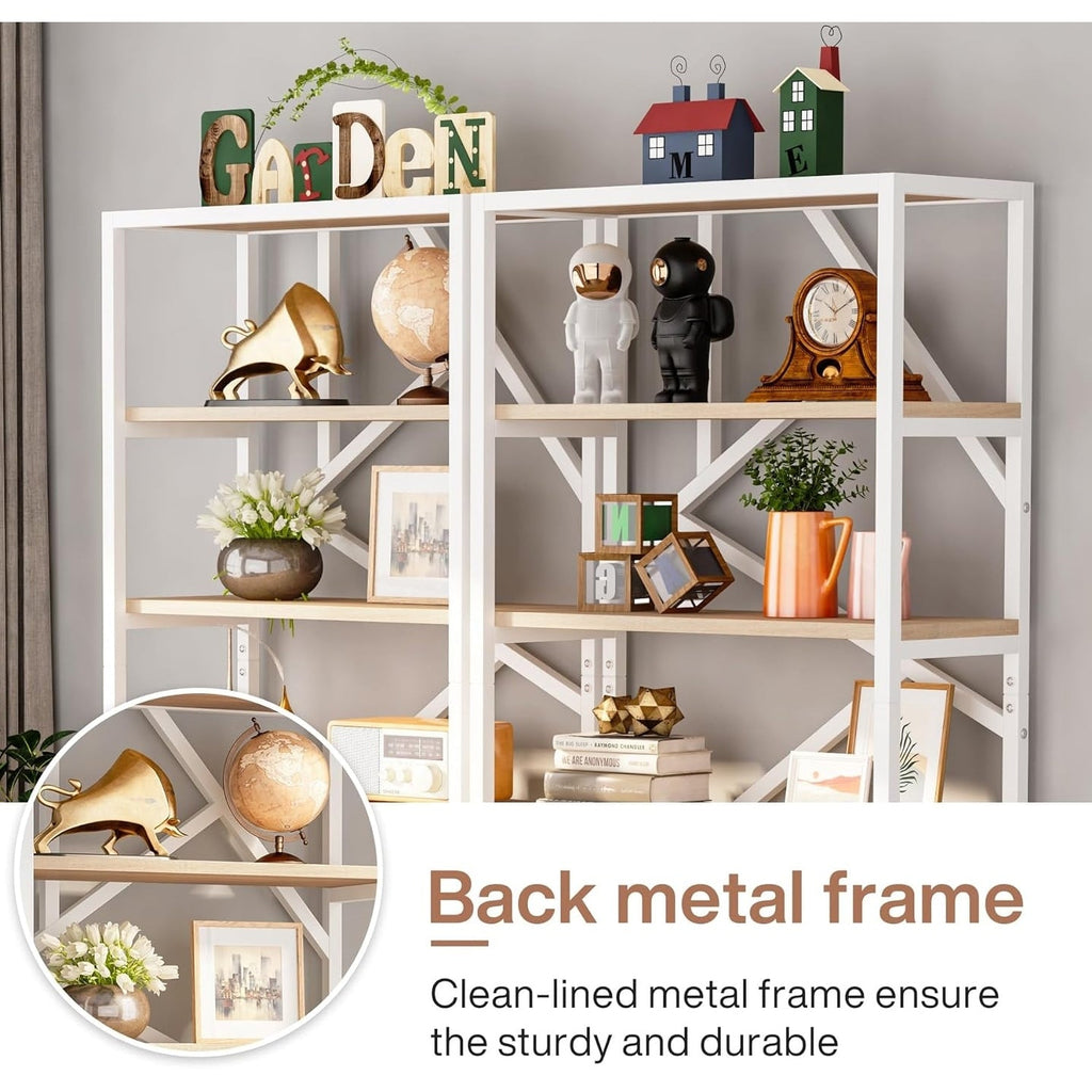 71 Industrial Bookshelf, 6 Tier Rustic Brown Wood Etagere Bookcase, Open Book Shelves