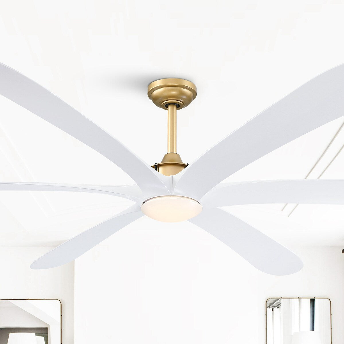 72-inch Driftwood 6-Blade Large DC Ceiling Fan with Light and Remote