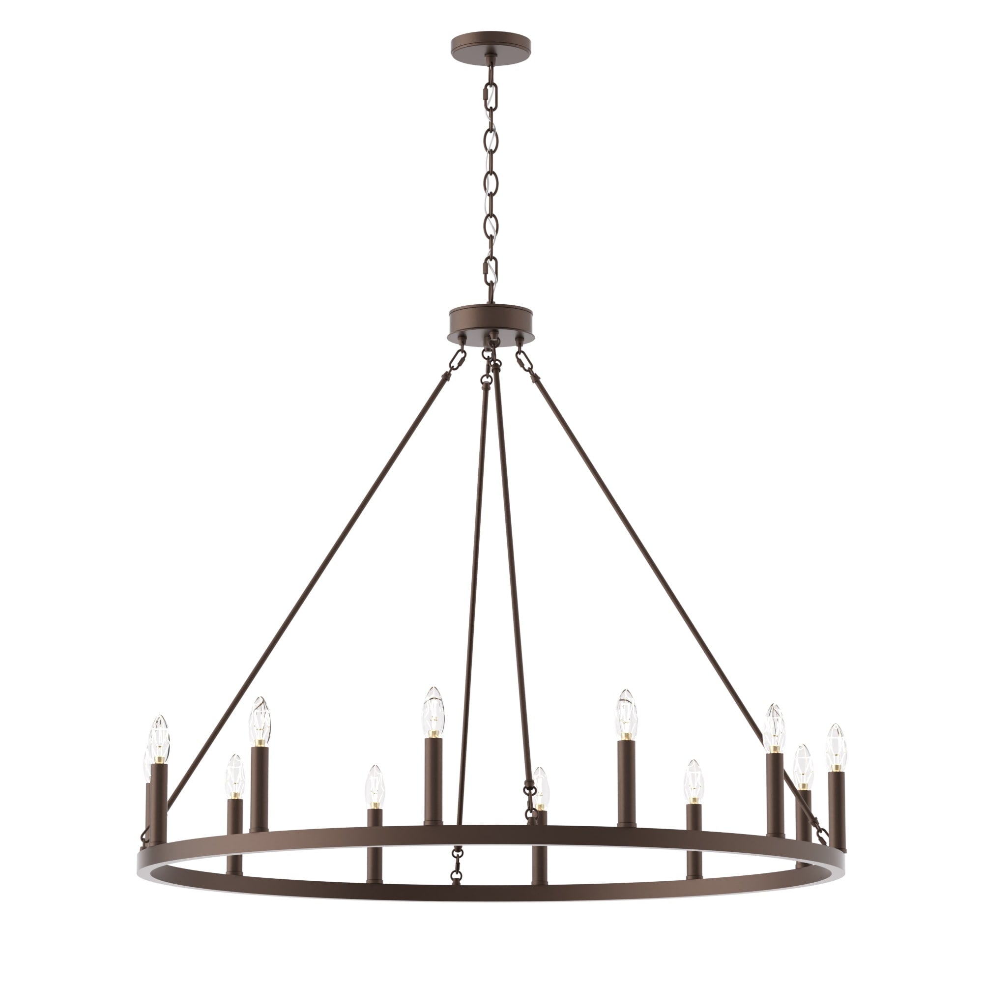 Acroma 12-light Farmhouse 40In Wagon Wheel Chandelier with UL - 40'' D x 138'' H