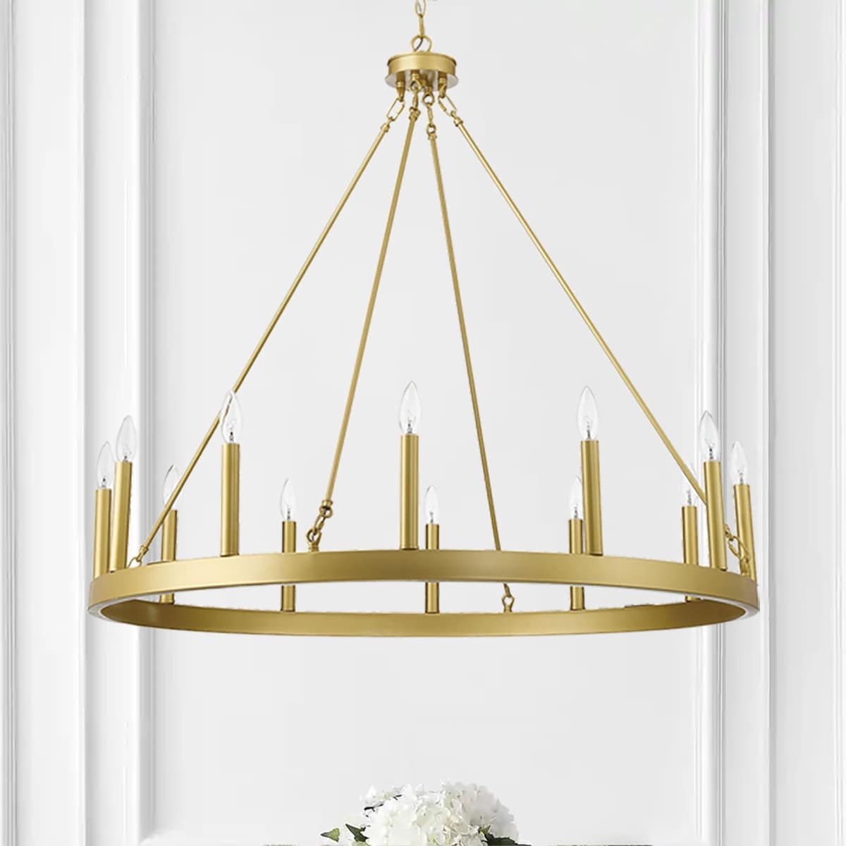 Acroma 12-light Farmhouse 40In Wagon Wheel Chandelier with UL - 40'' D x 138'' H