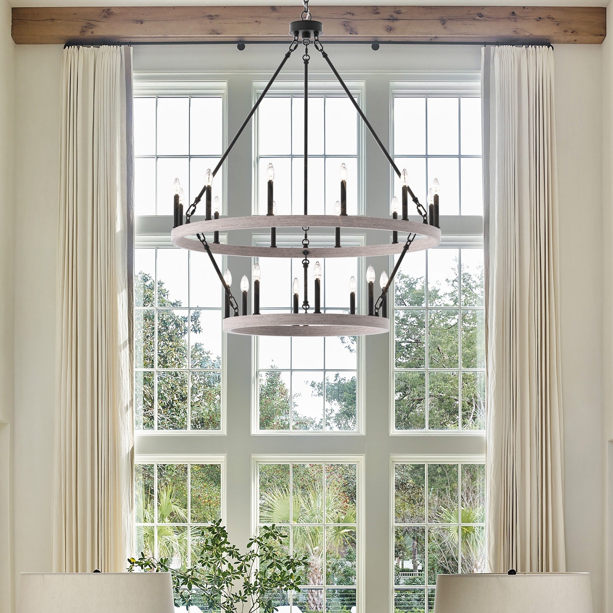 Acroma 20-light Modern Farmhouse 40In Round Wagon Wheel Chandelier with UL