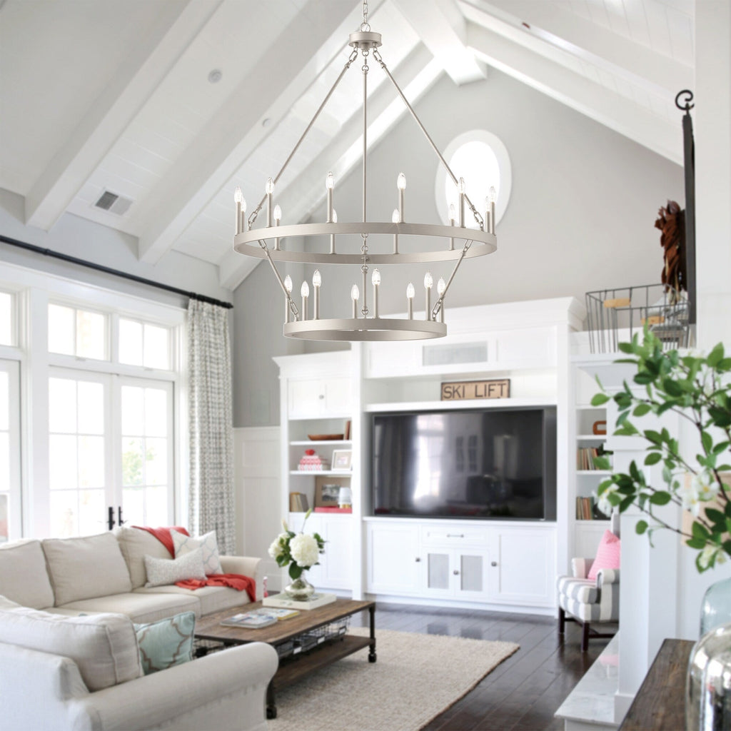 Acroma 20-light Modern Farmhouse 40In Round Wagon Wheel Chandelier with UL