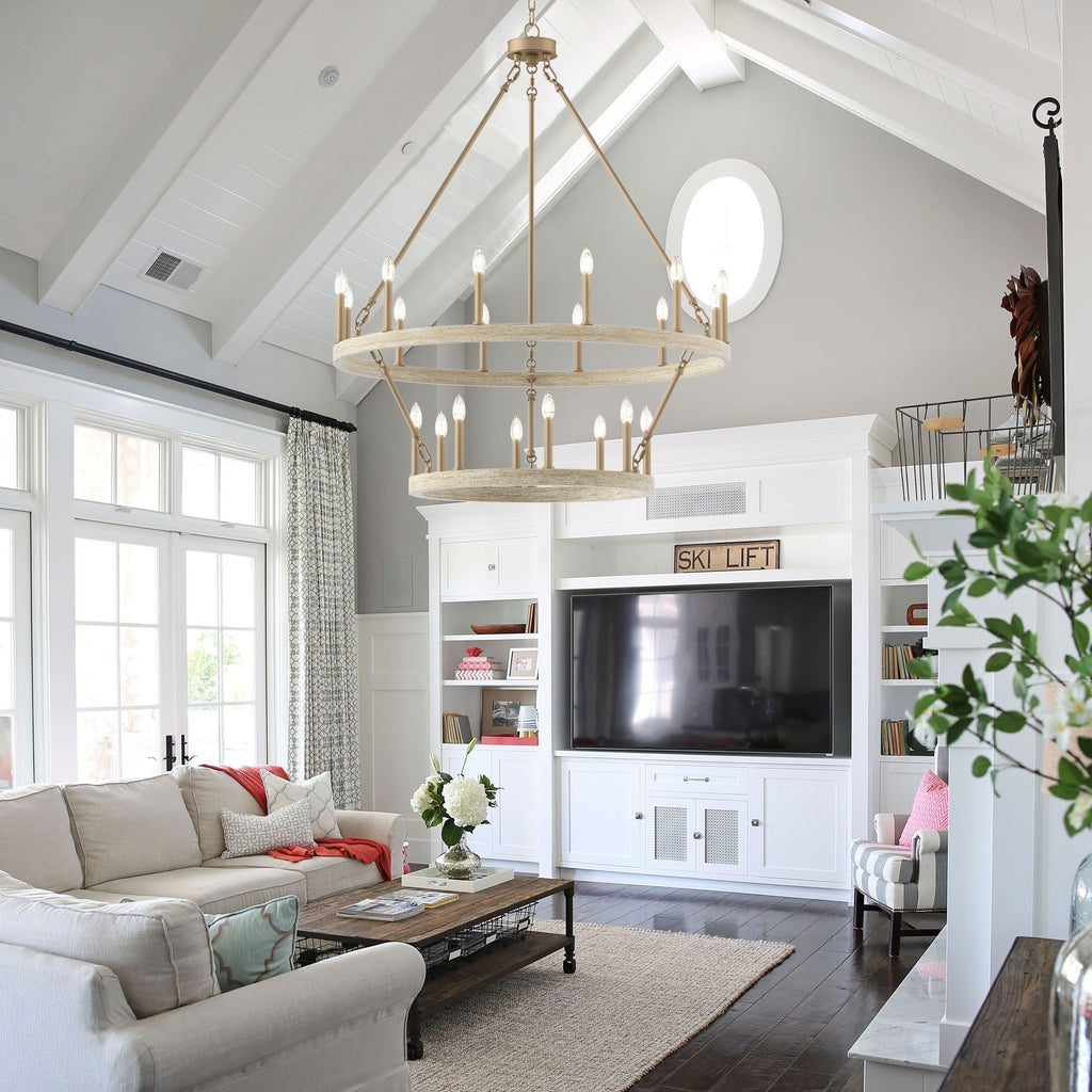 Acroma 20-light Modern Farmhouse 40In Round Wagon Wheel Chandelier with UL