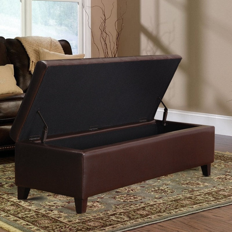 Adeco 50 Bonded Leather Storage Ottoman Bench