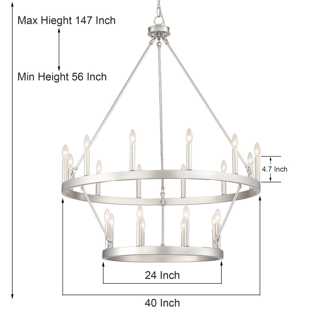 Acroma 20-light Modern Farmhouse 40In Round Wagon Wheel Chandelier with UL