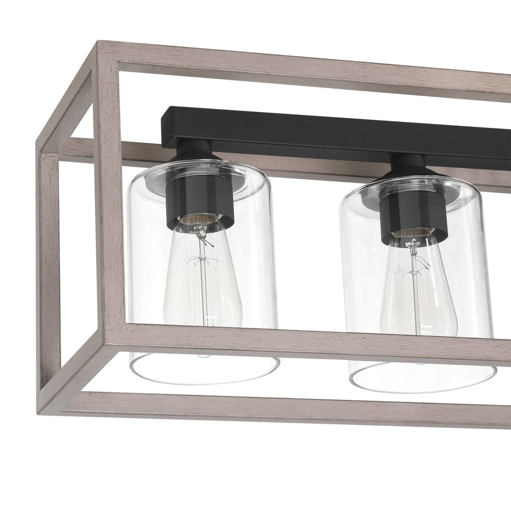 Allegray 52in Farmhouse 7-light Linear Chandelier Rectangle Kitchen Island Pendant