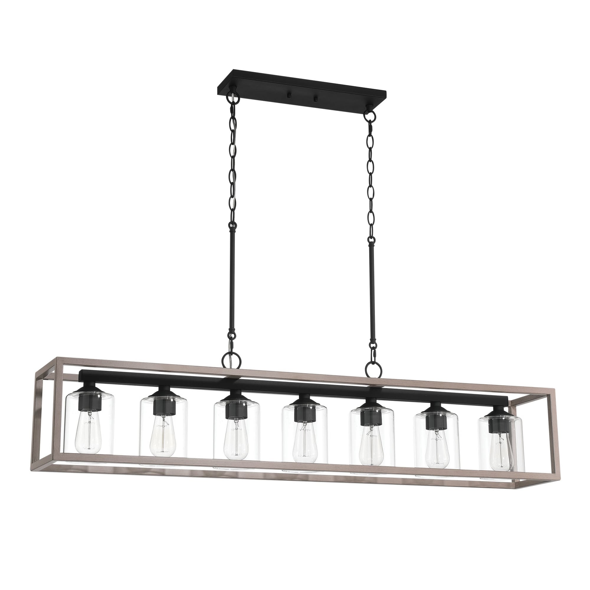 Allegray 52in Farmhouse 7-light Linear Chandelier Rectangle Kitchen Island Pendant