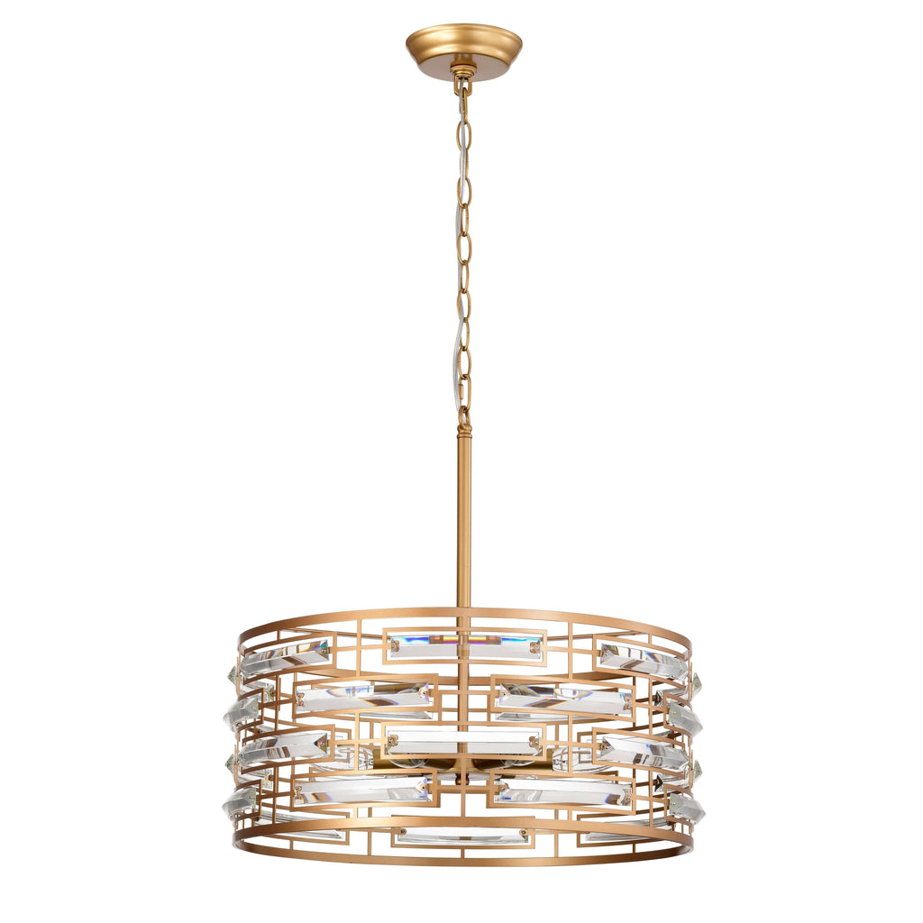 Anita Drum Shade Chandelier with Clear Glass Prism