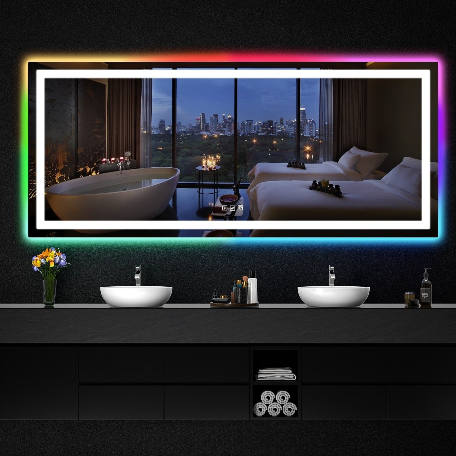 Anti-Fog RGB Backlit & LED Frontlit Bathroom Mirror