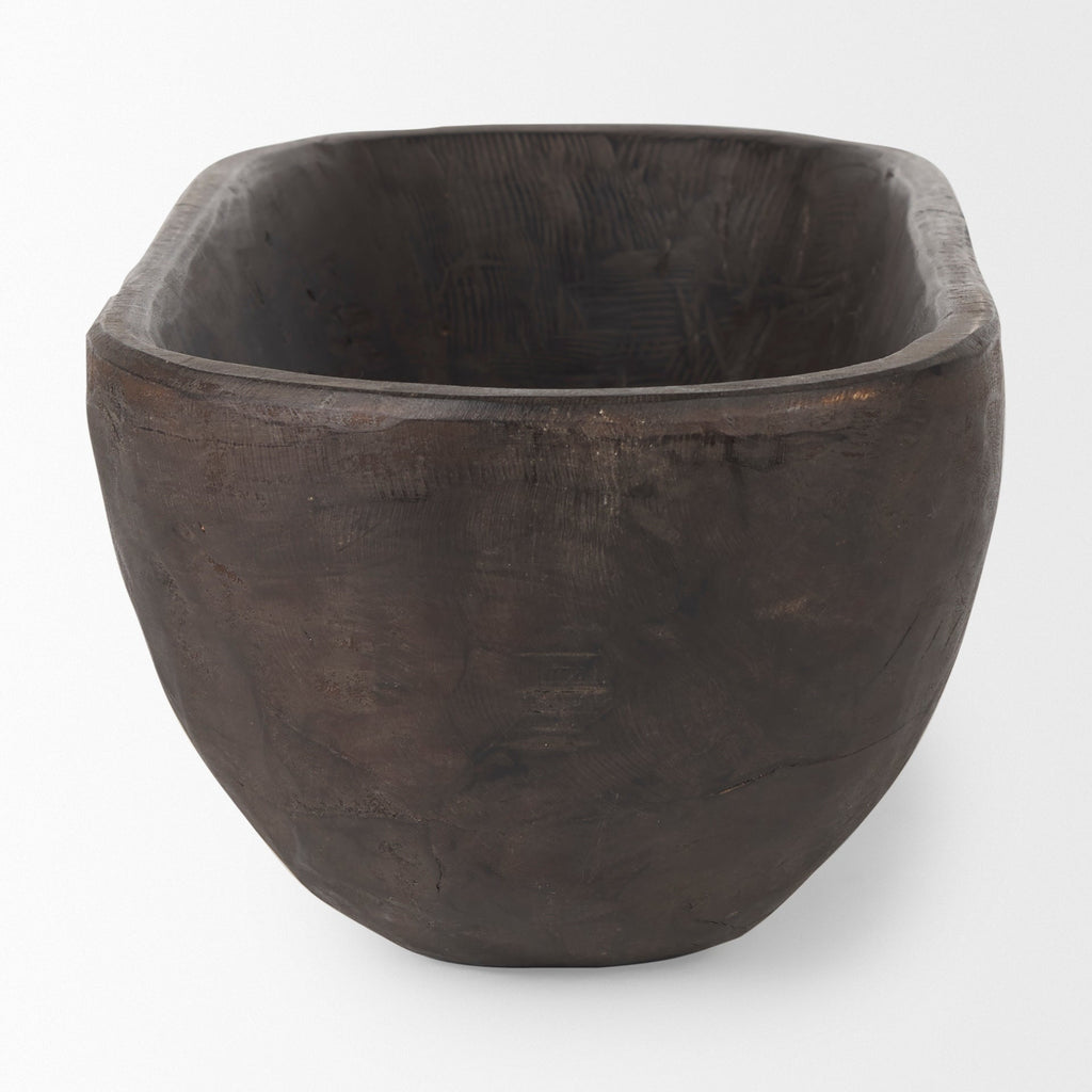 Athena Extra Large Oblong Black-Brown Reclaimed Wood Bowl - 26.0L x 10.0W x 7.0H