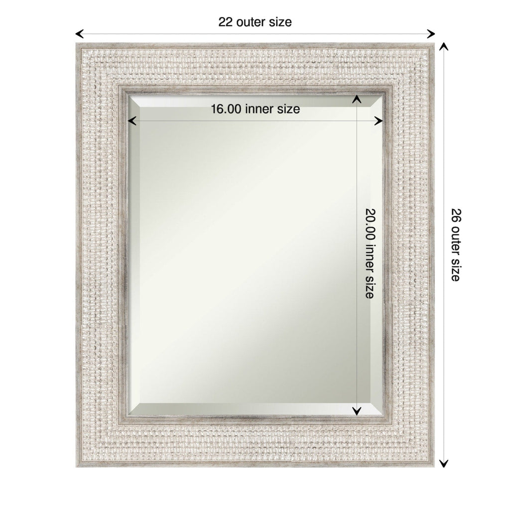 Beveled Wood Bathroom Wall Mirror - Trellis Silver Frame - Trellis Silver