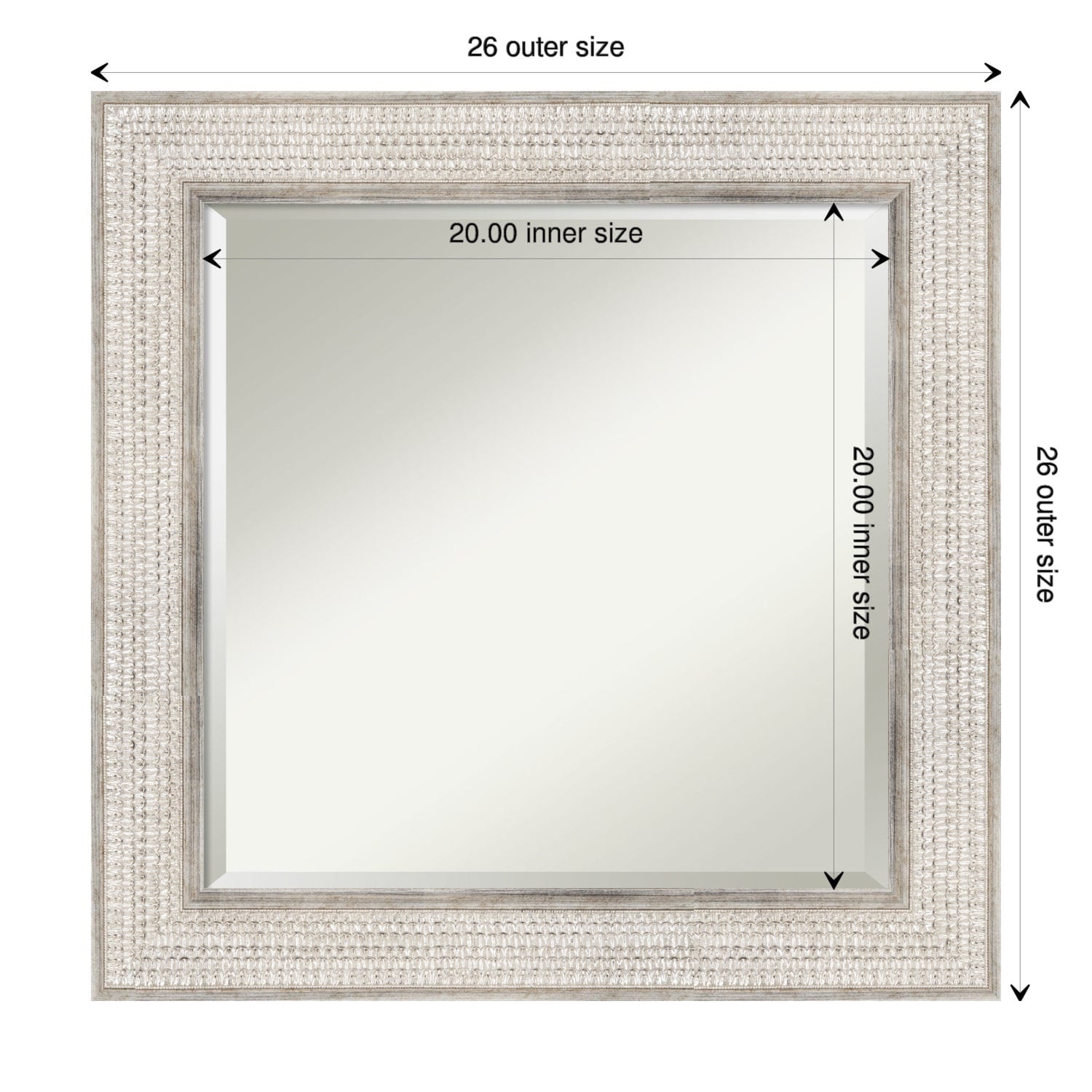 Beveled Wood Bathroom Wall Mirror - Trellis Silver Frame - Trellis Silver