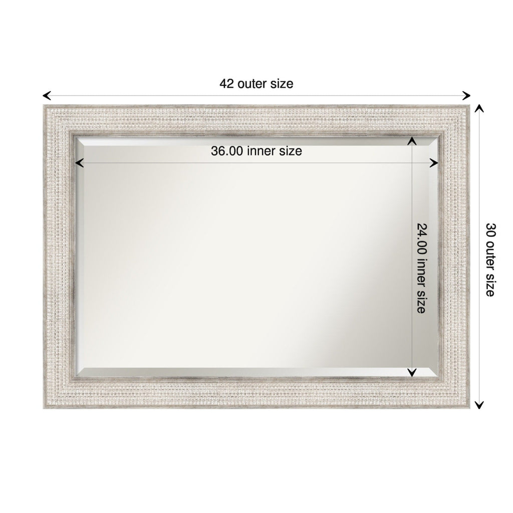 Beveled Wood Bathroom Wall Mirror - Trellis Silver Frame - Trellis Silver