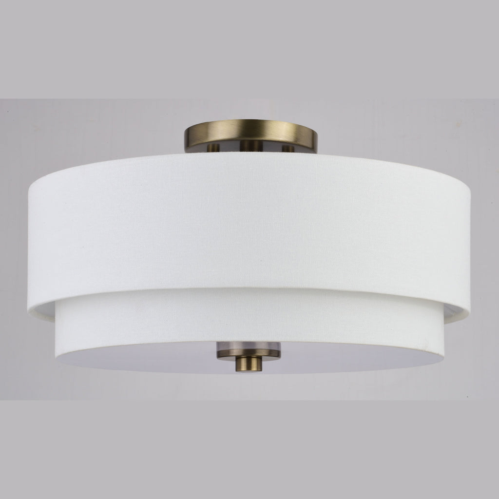 Burnaby Mid-Century Modern Ceiling Mount Light White Linen Drum Shade