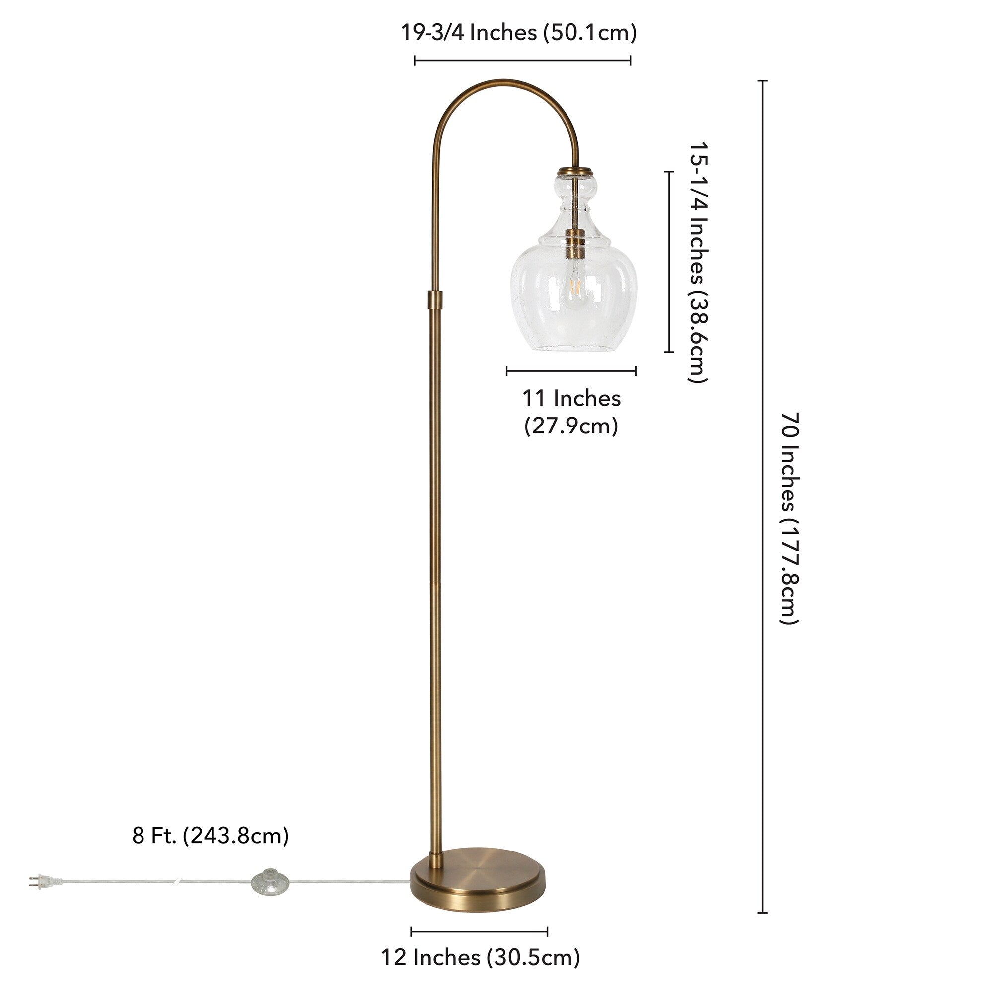 Verona Arc Floor Lamp with Glass Shade