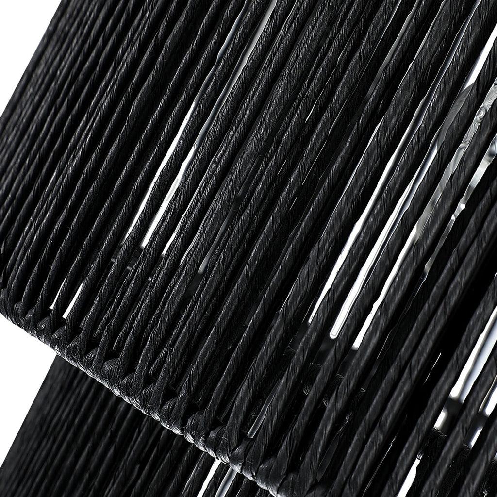 Cynthia 4-Light Black Rattan Drum Chandelier Light - 22''W