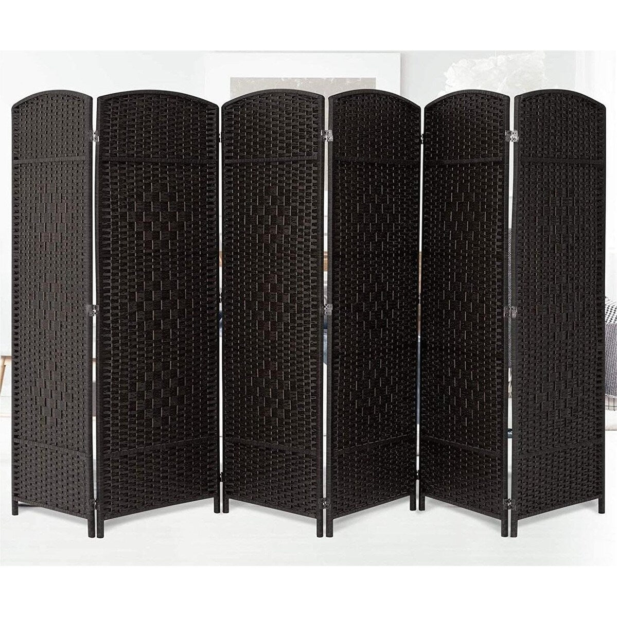 Room Divider 6 FT Tall Weave Fiber Freestanding Privacy Screen Folding Screen