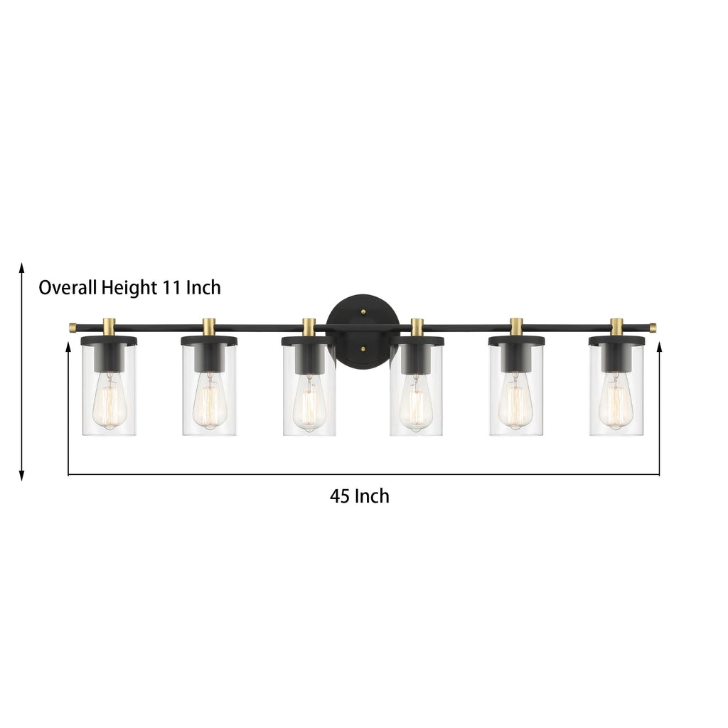 Decatur 6-light Modern Farmhouse Black/ Gold Bathroom Vanity Light with UL Certified