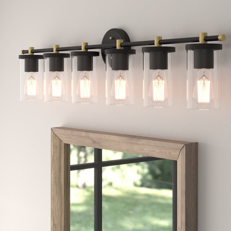 Decatur 6-light Modern Farmhouse Black/ Gold Bathroom Vanity Light with UL Certified